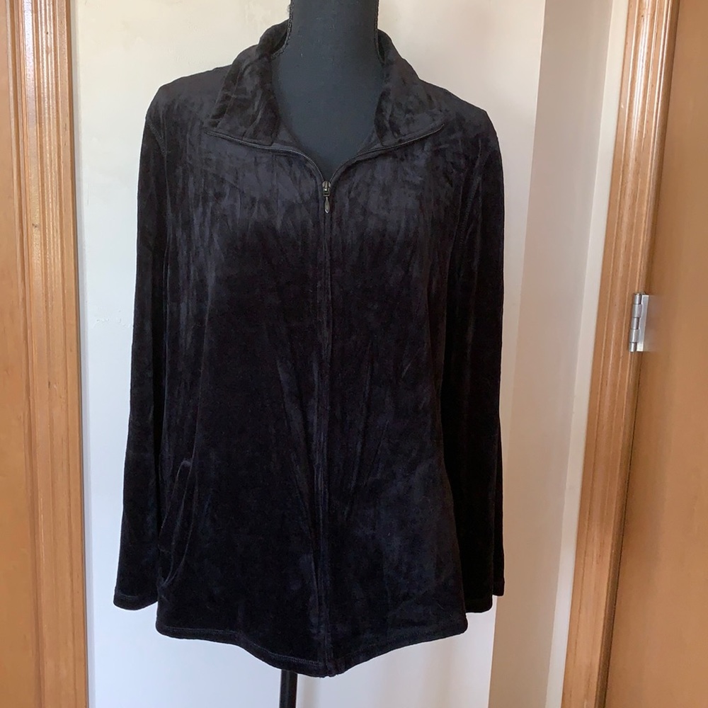Talbots Zipped Velour Sweatshirt Sz L